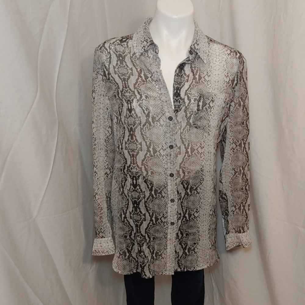🎁Moda International Sheer Snakeskin Blouse